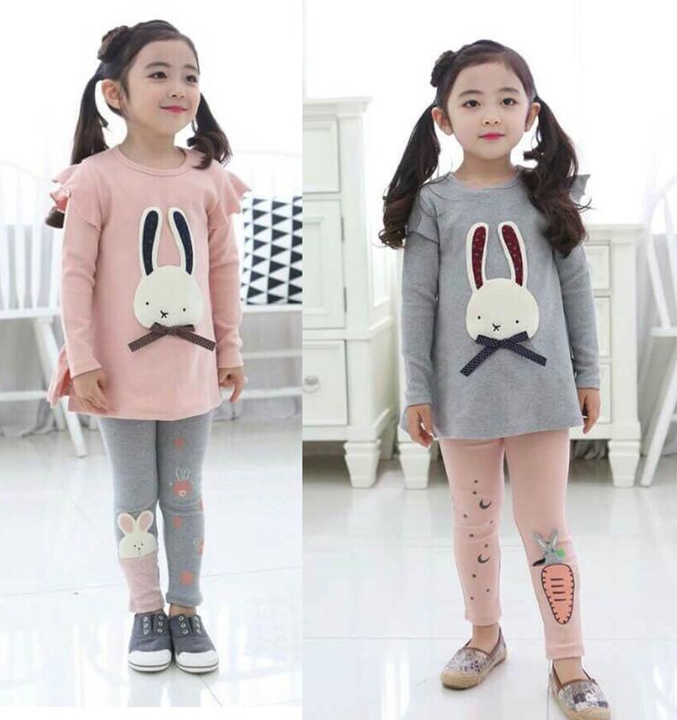 全館滿699免運【MONKEY BABY 】韓版公主袖可愛兔子造型T恤灰色、粉色2色可選(22673)