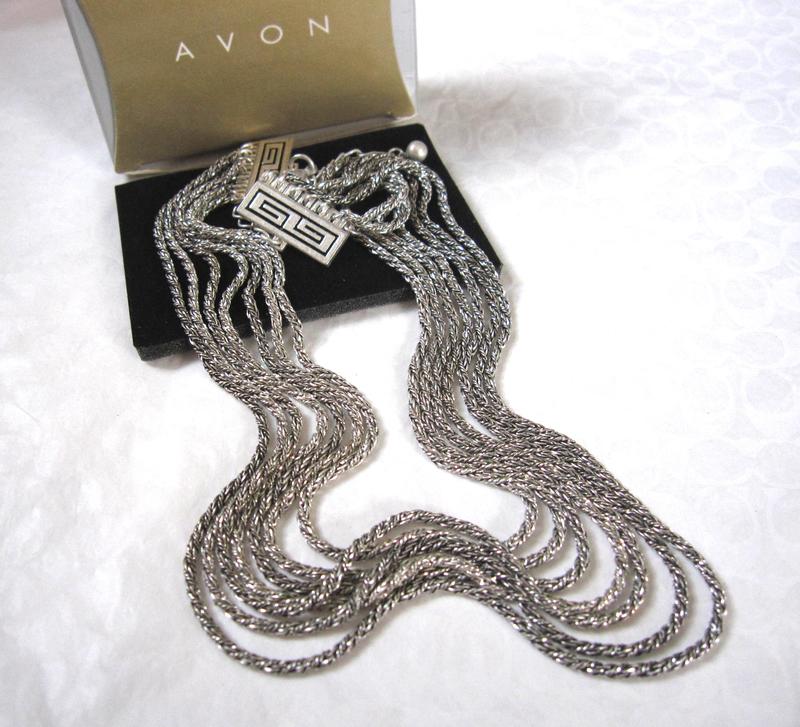 【戴大花】經典【Avon】1999年 7串式 銀色調 圓柱鍊條  漸層 美品 項鍊 #C303