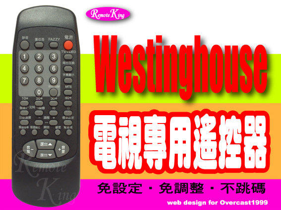 【遙控王】Westinghouse 西屋 電視專用型遙控器_RM-90A、RC-90A、WT-28PF、WT-289M