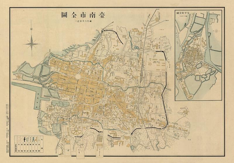【聚珍臺灣】 〈臺南市街案內地圖〉小林德太郎繪