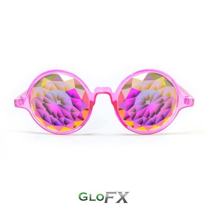 粉紅透明玻璃萬花筒 GloFX Transparent Pink Kaleidoscope Glasses – Rain
