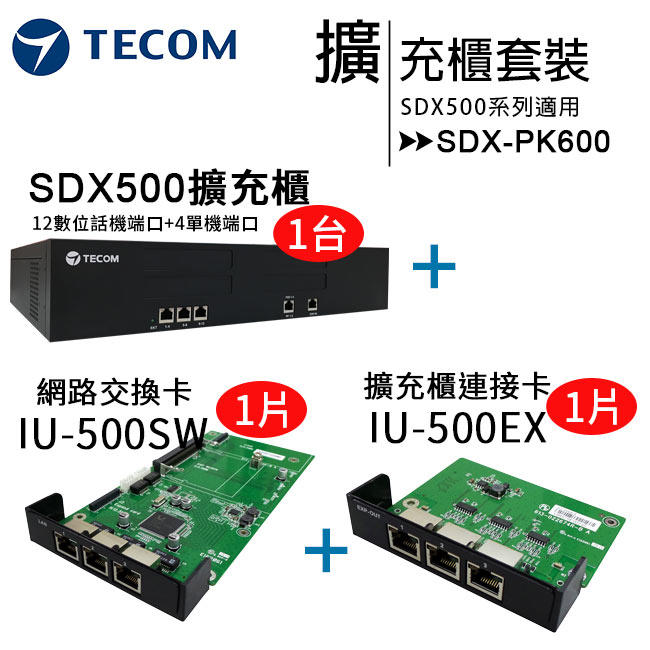 《含稅》【TECOM 東訊】SDX500擴充櫃超值套裝~SDX500擴充櫃+IU-500SW+IU-500EX~不含組裝