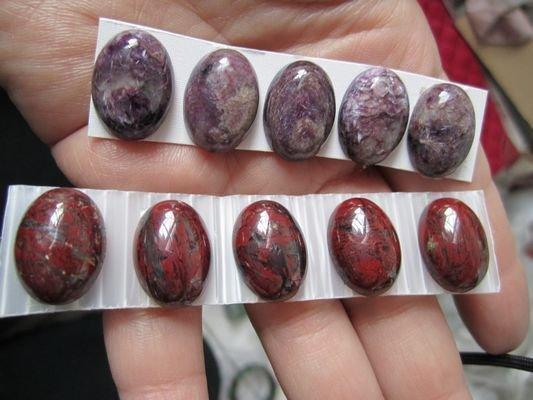 天然紫龍晶&雞血石戒面各4個(C17)(起標價為一個)(不挑樣)