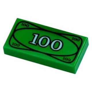 LEGO 1x2 綠色 紙鈔 鈔票 錢 3069bpx7 印刷