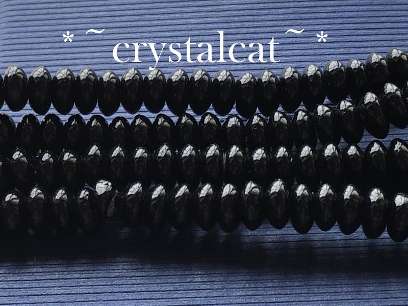 天然黑瑪瑙算盤珠手創材料，6.5*3.1mm一包10顆