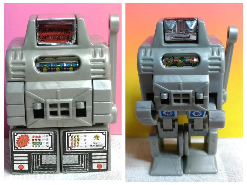▲宇宙城▼ 台灣製 拉霸賓果機變形機器人塑膠玩具1個 夢幻老玩具 早期懷舊收藏 Q2