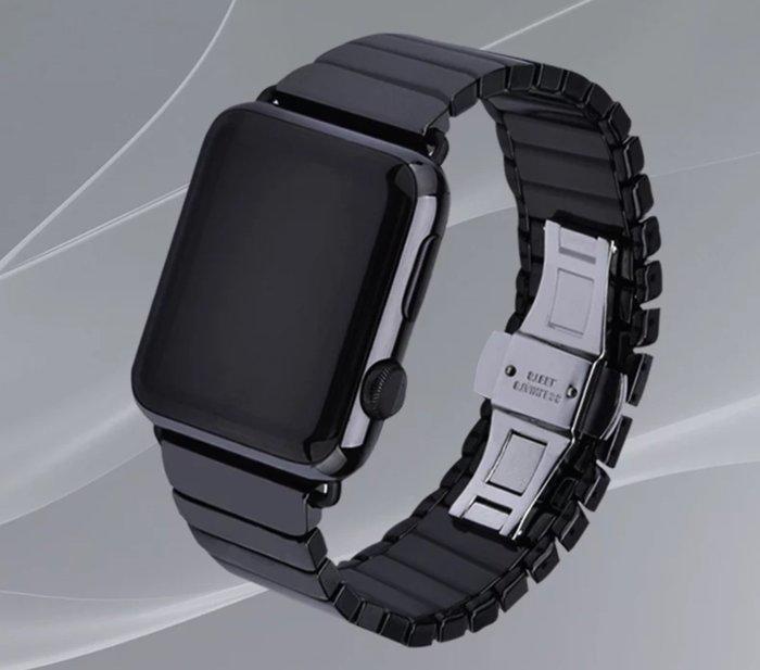 【蘋果錶帶家】高級黑色白色陶瓷錶帶代用 apple watch 各代 38/40/41mm 42/44/45/49mm