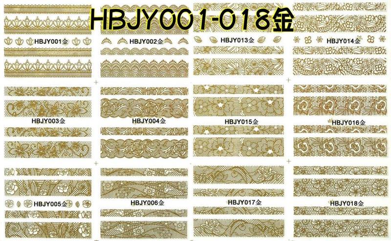美甲日韓超薄3D立體貼花-HBJY001-024金銀黑白-特價出清