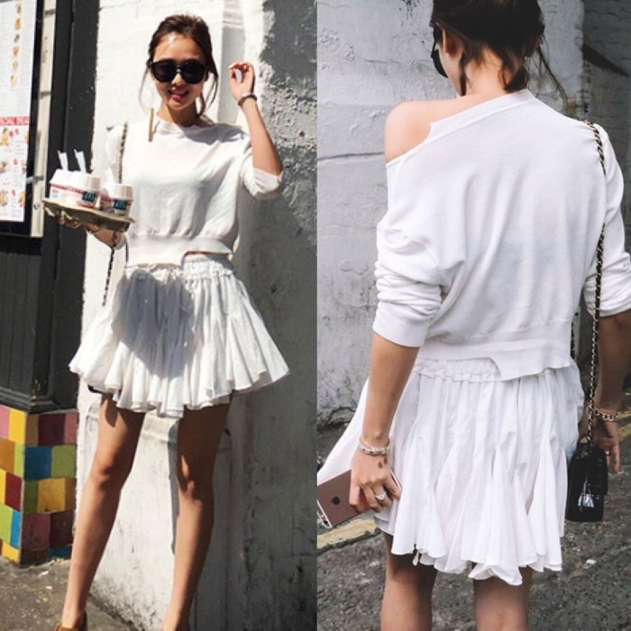 ➰2019韓國新款🆕設計款 針織洋裝 2件式 白