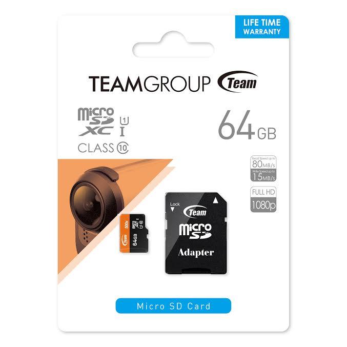 Team 十銓 64GB 80MB/s microSDXC TF UHS-I C10 記憶卡 500X