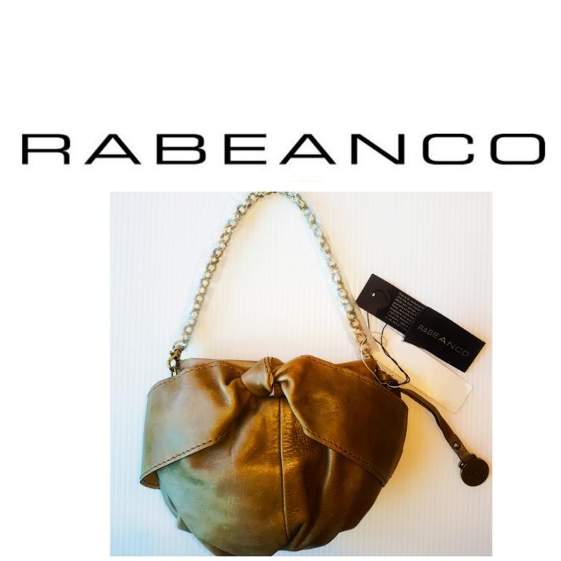 (全新)RABEANCO 真皮製 仿舊質感 晚宴包 鍊帶包 金鍊包 夜店包 腋下包 金屬皮鍊帶 有LV