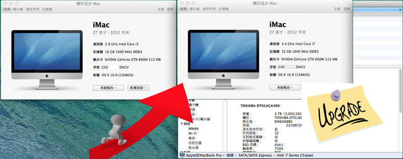 [台中 麥威蘋果] Apple維修 iMac 27吋 2012 升級 CPU、記憶體RAM升級 升級SSD固態硬碟!!!