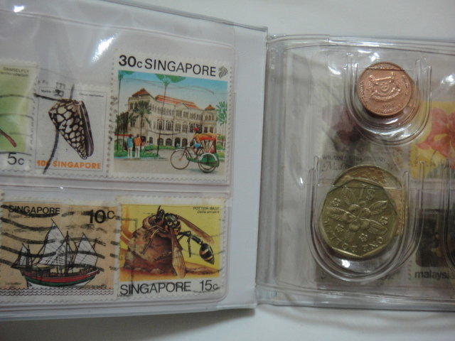 兒時記趣-新加坡及馬來西亞錢幣組與含郵戳郵票組