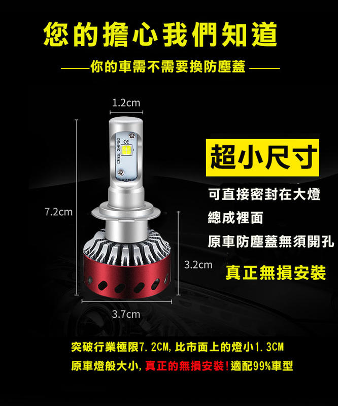 【美國科瑞XHP-50燈珠】360度可調光形 H4 H7 H11 9006 9012  LED大燈