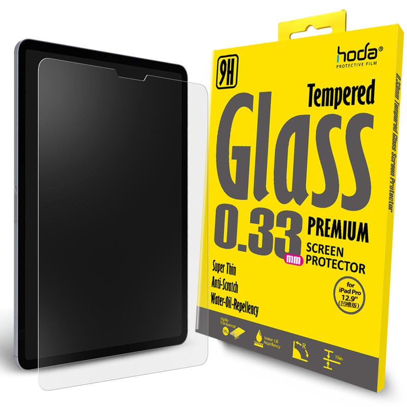 北車 好貼 hoda【iPad Pro 12.9吋(2018/2020凹槽版)】全透明 高透光 9H 鋼化 玻璃 保護貼