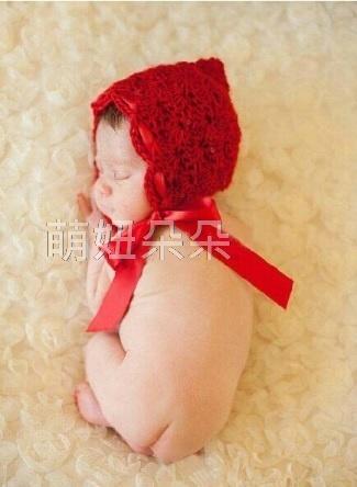 ♥萌妞朵朵♥新生兒寶寶可愛小紅帽攝影服裝/滿月百天服裝拍照服/毛線帽子/攝影針織服