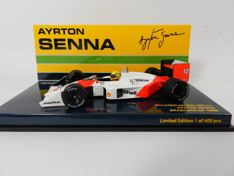 《烈馬驛站》1/43 F1 McLaren MP4/4 A.Senna 巴西 GP 1988 (PMA) 樹脂,附水貼