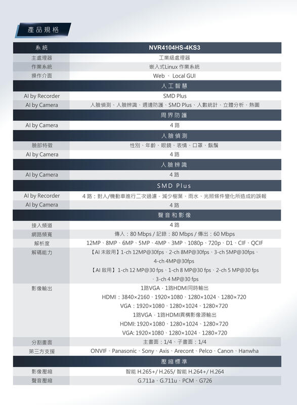 大華800萬4路 4K NVR 數位監控主機 DHI-NVR4104HS-4KS3 錄影主機 遠端監控