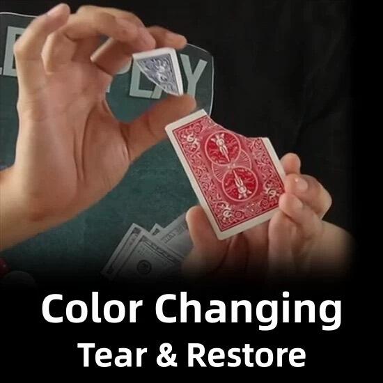 (魔術小子) Color Changing Tear & Restore 變色撕牌還原 (道具+教學)