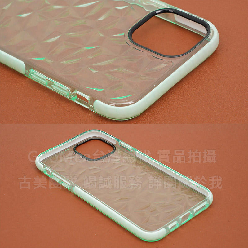 GMO 3免運 iPhone 11 Pro 5.8吋鑽石紋 菱形3D透明水晶 綠色 氣墊殼TPU保護殼保護套手機殼