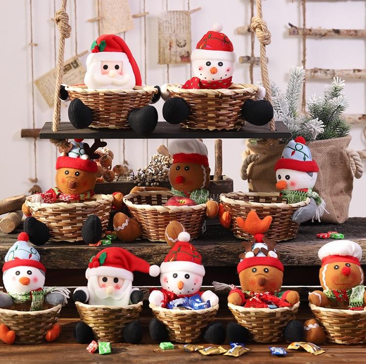 【ZM】聖誕節籃子裝飾擺件糖果盒交換禮物雪人麋鹿ZM-00363