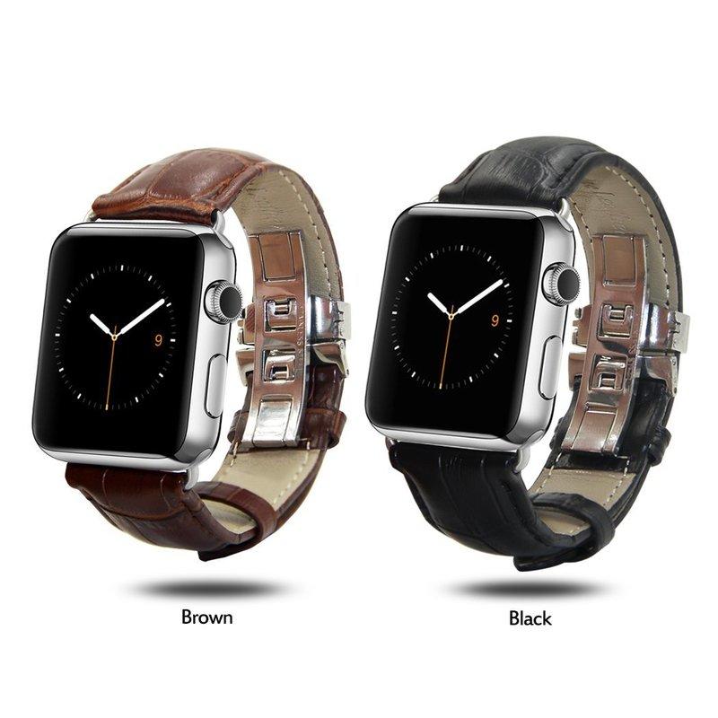 現貨 Apple Watch 3 4 5 6 7 SE  錶 帶 錶帶 皮 鱷魚紋 蝴蝶扣 watch7 表 NIKE+