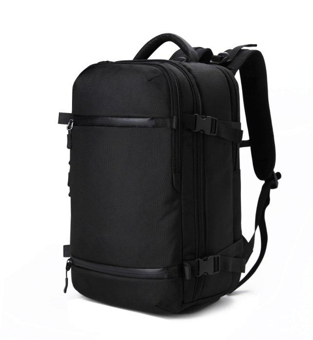 加賀皮件 潮流 大容量 可插拉桿 17吋 商務包 筆電後背包 後背包 黑色 OZ8983