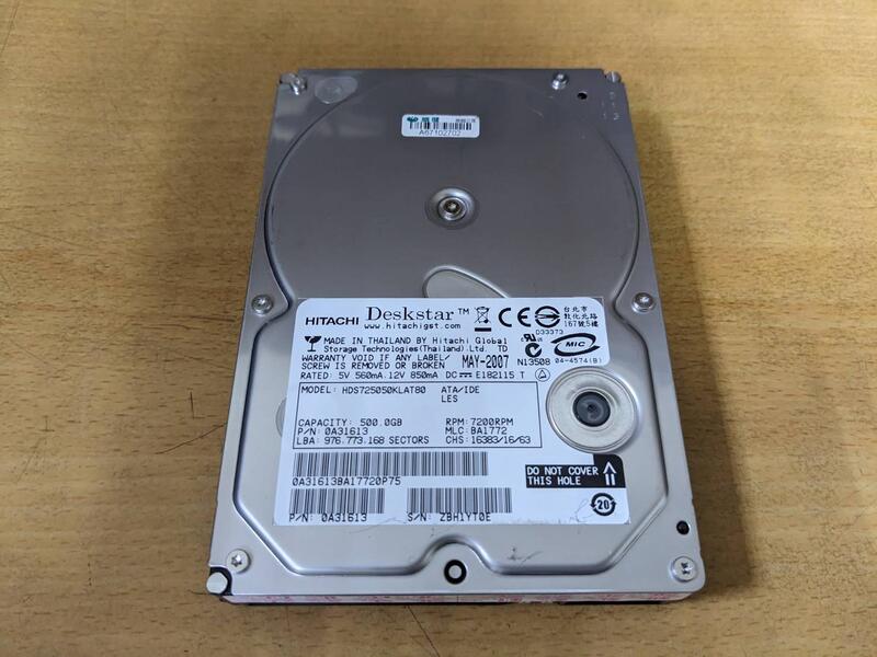 HITACHI 3.5吋 500G 良品硬碟 (HDS725050KLAT80)