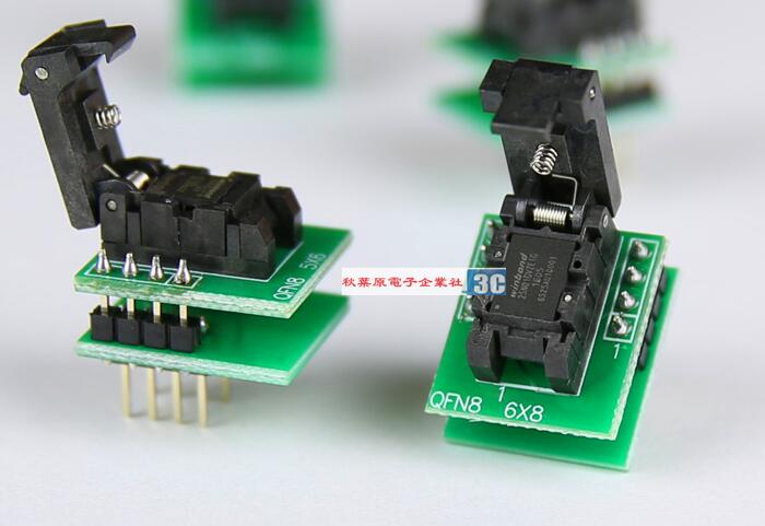 新帶PCB板WSON8 QFN8燒錄座 編程座(6*8mm 5*6 可選)25系列芯片 Flash翻蓋