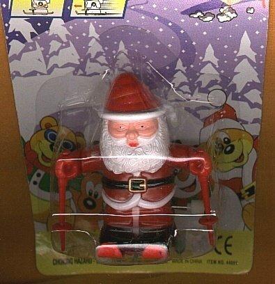 聖誕禮物推薦 90年代 庫存新品 全新未使用 SKI  SANTA 滑雪 聖誕老公公 Q版 發條娃娃 發條玩具 發條公仔