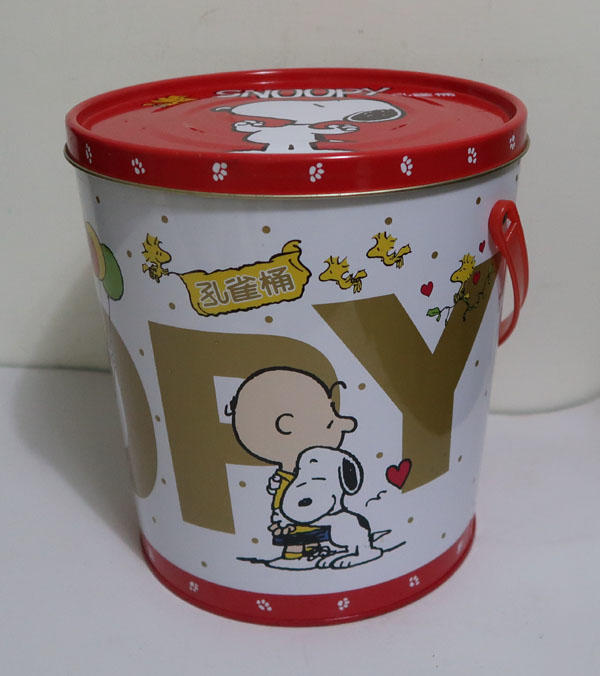 Snoopy 孔雀桶 手提桶/鐵桶/收納桶