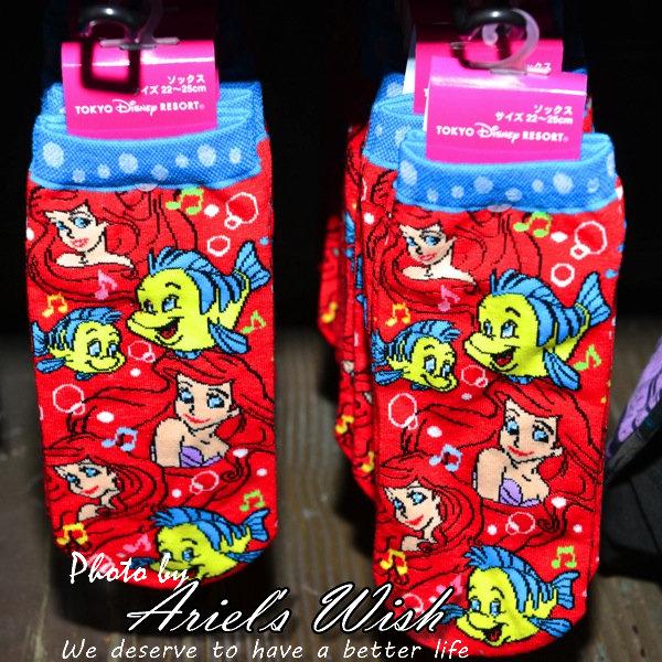 Ariel's Wish-日本東京Tokyo迪士尼Disney小美人魚愛麗兒小比目魚海洋紅色泡泡穿搭懷襪短襪子-現貨*1