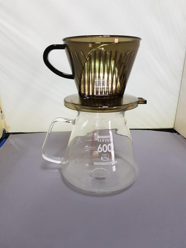 600cc耐熱玻璃咖啡壺加4~6人份濾杯  台灣製造