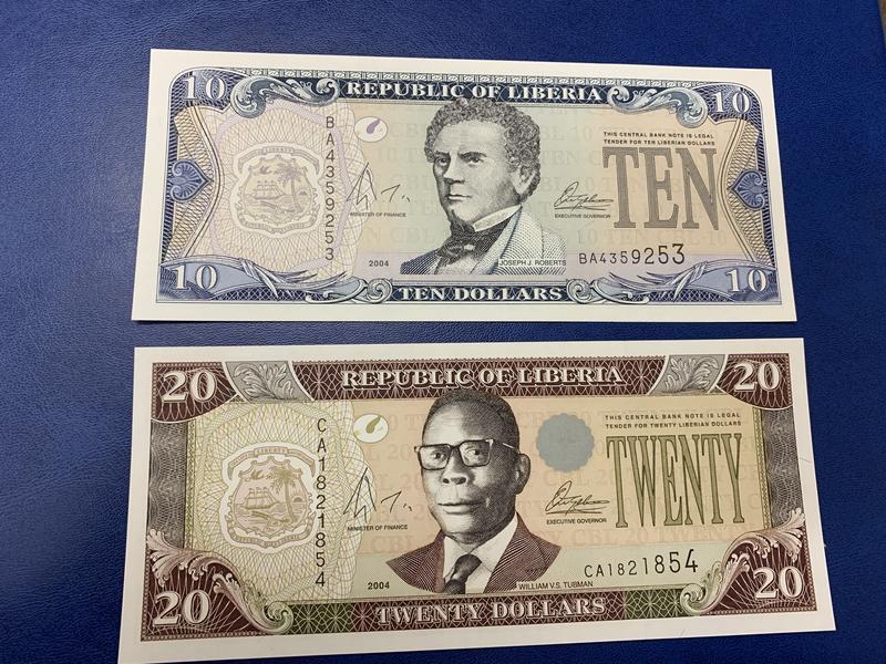 賴比瑞亞2004年20、10元（2張合拍）