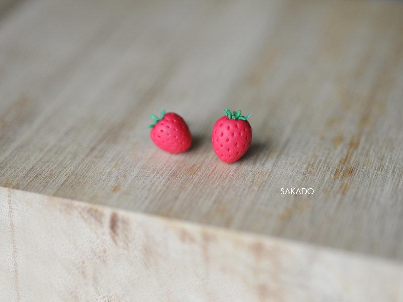 925純銀耳環-阪堂SAKADO-軟陶+純銀系列--甜蜜草莓
