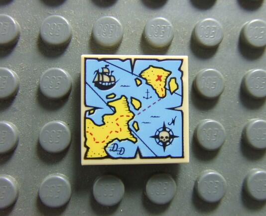 【積木2010】樂高 LEGO 海盜 藏寶圖 地圖 航海圖 / 道具 印刷磚片 2X2 Tile
