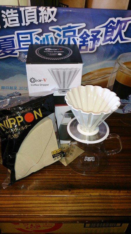 奇波咖啡    喬尼亞 1~4杯百褶  JUNIOR 陶瓷濾杯加購JUNIOR咖啡壺 250+ 日本進口濾紙 100