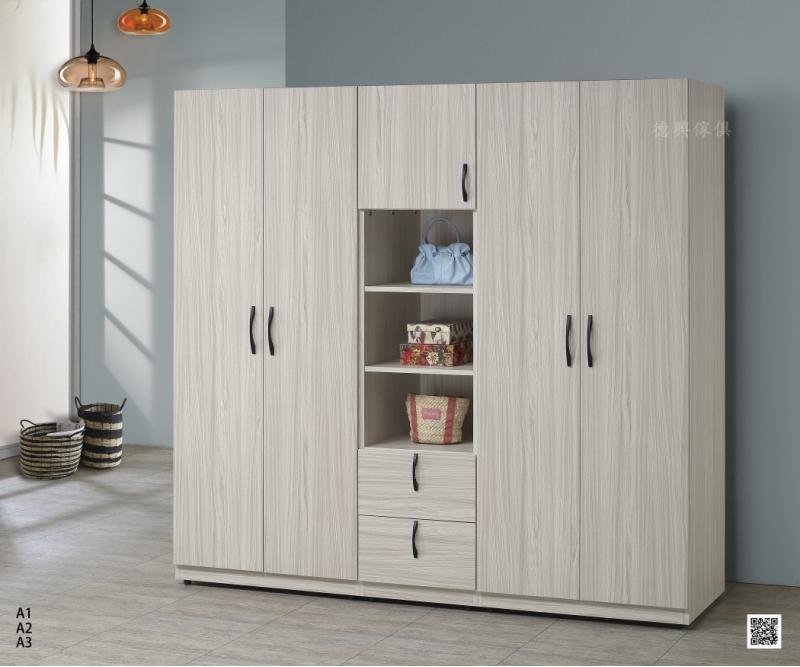 ✳德興傢俱✳ 白雪松色素面6.5x6.3尺 開門衣櫃 單雙吊衣櫃 收納櫃