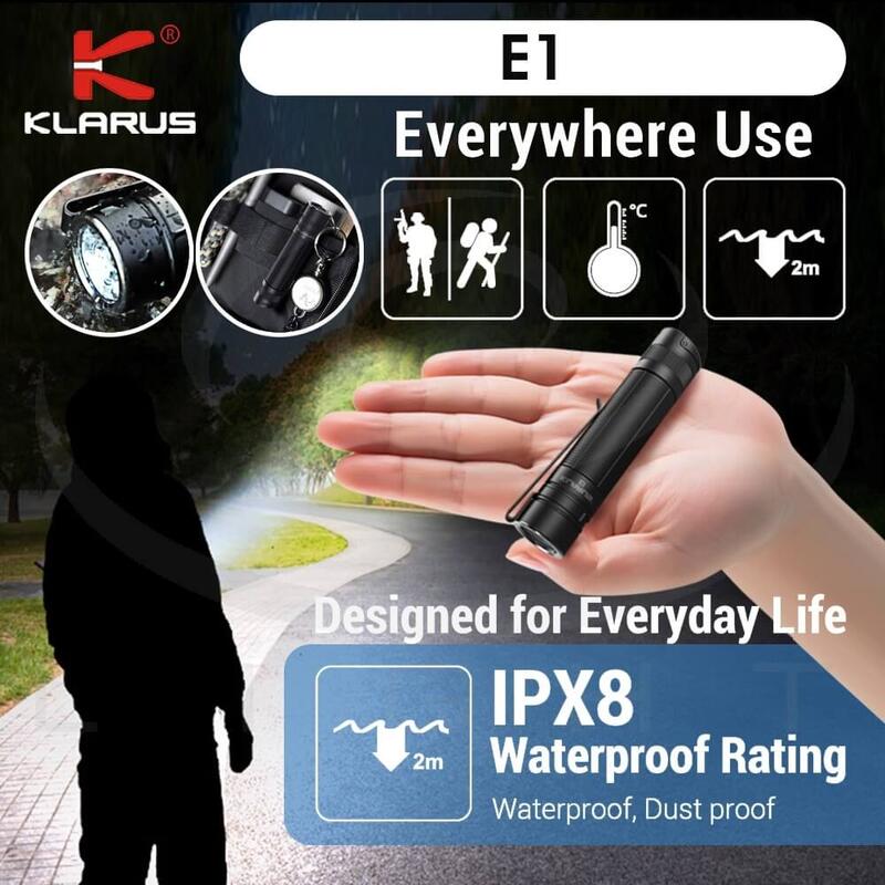 【錸特光電】KLARUS E1 1000流明 EDC手電筒 聚光 + 泛光 UDL透鏡 雙模式開關 一鍵爆閃 USB充電