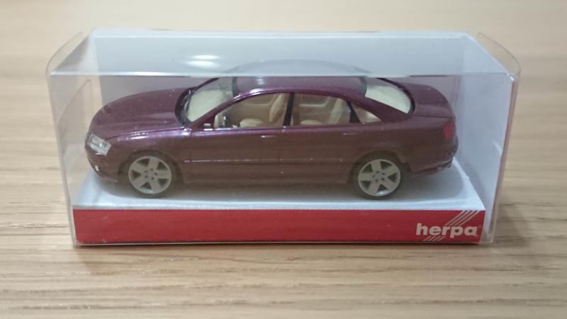 [調整收藏]1/87 Herpa製-Audi A8 Limousine(D3)-暗紅色-033138-奧迪