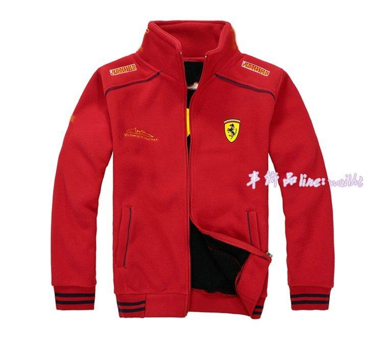 Ferrari法拉利賽車工作服Ferrari男式賽車服外套抓絨衣加絨衛衣機車服汽車工作服