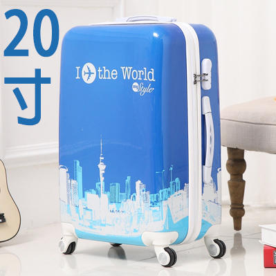 【上品居家生活】20寸 藍色The World (#爾蒂約-時尚粉領系列) 帶鎖登機箱/行李箱/拉桿箱/拉杆箱/旅行箱