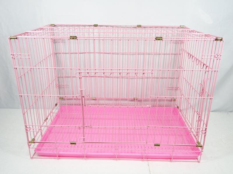 【優寵物】2.5尺(粉紅色)雙門雙開活動摺疊式/折疊式靜電粉體烤漆狗籠/貓籠/兔籠/寵物籠(側抽底盤)-台灣製造-