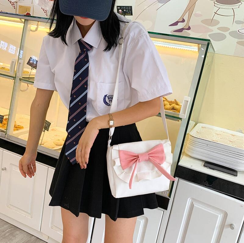 韓國 學院風 蝴蝶結 斜背包 荷葉邊 美少女 單肩包 小書包 手機包 手機袋