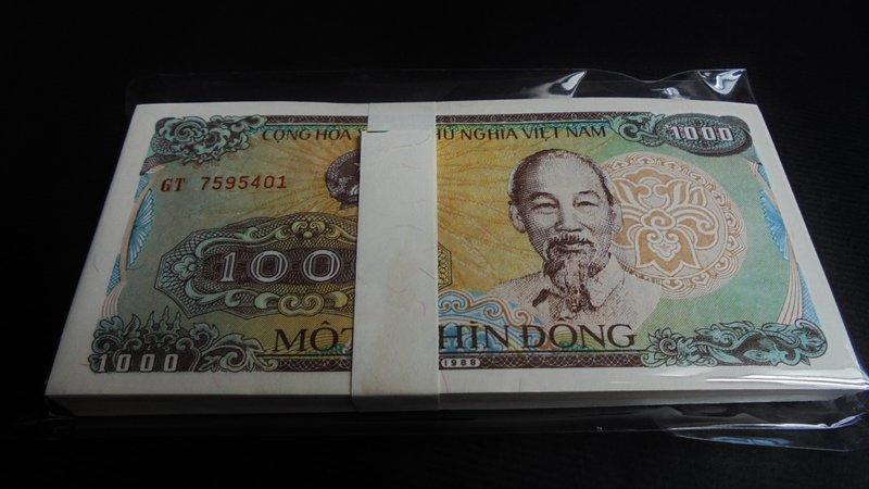 ▅▃ 外鈔 ▃▅　1988年 / 越南1000元【 連號100張 】99-全新　　
