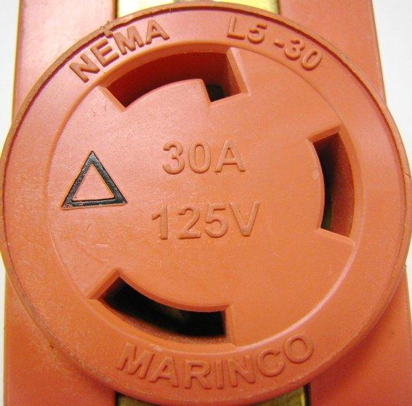 【T_213】 130 美國 Marinco L5-30 30A 125V 橘色 NEMA 美規電源連接器 插座 AC