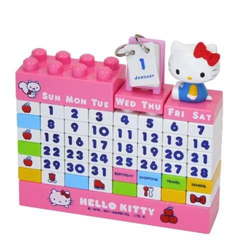 日本正版授權 Hello kitty 凱蒂貓 萬用月曆 可自由排列 適合兒童學習使用