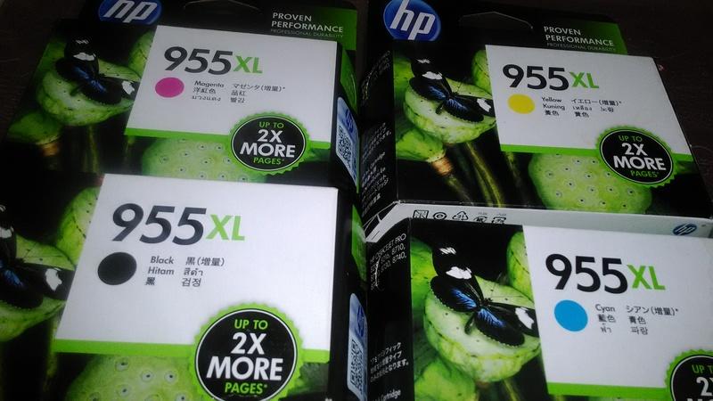 HP 955XL原廠墨水匣(黑色高容量1250元，HP 959XL黑1500元，955XL一黑三彩3950元起)