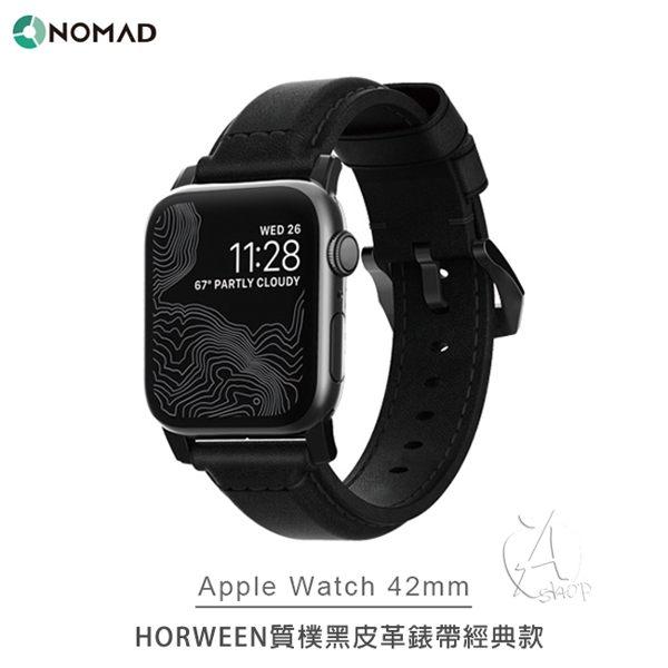 【A Shop傑創】NOMAD x HORWEEN皮革 Apple Watch質樸黑皮革錶帶 42/44 mm (經典款
