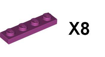 全新LEGO樂高薄板 3710 6037652 洋紅色 Magenta Plate 1x4 (8個) E02 H63